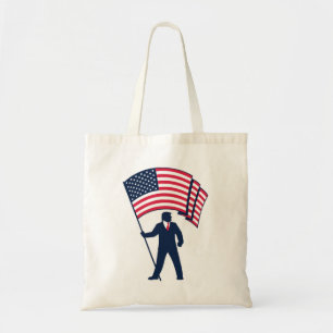 President Trump met de vlag van de VS Tote Bag