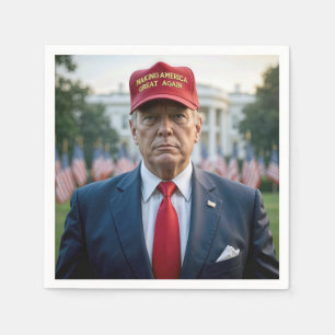 President Trump met een rode hoed Servet