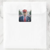 President Trump met een rood MAGA Pet Vierkante Sticker (Tas)
