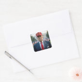 President Trump met een rood MAGA Pet Vierkante Sticker (Envelop)
