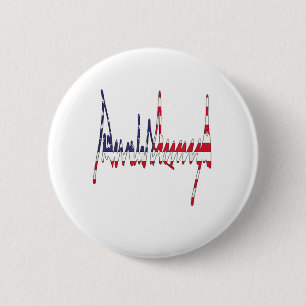 President Trump Ondertekening VS Vlag Kleur Patrio Ronde Button 5,7 Cm