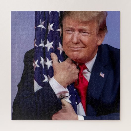 President Trump overvalt de Amerikaanse vlag 20 Legpuzzel (Verticaal)