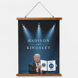 President Trump 🇺🇸✨ Patriottische bruiloft Custo Hangend Wandkleed