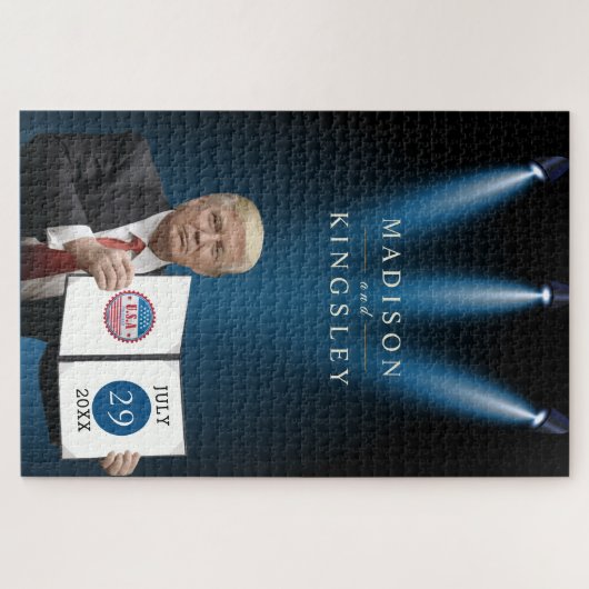 President Trump 🇺🇸✨ Patriottische bruiloft Custo Legpuzzel (Horizontaal)