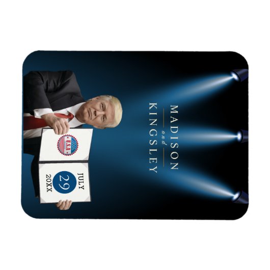 President Trump 🇺🇸✨ Patriottische bruiloft Custo Magneet (Horizontaal)