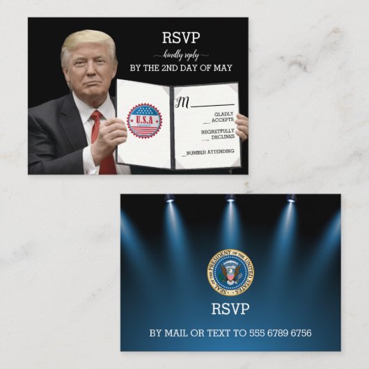 President Trump 📜 Patriottische bruiloft Informatiekaartje (Voorkant / Achterkant)