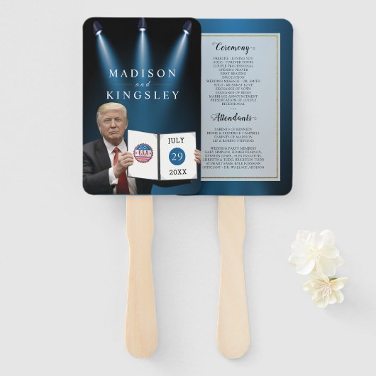 President Trump Program Greatest Wedding Hand Fan Handwaaier (Voorkant en achterkant)