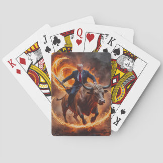 President Trump Rides Bull met Sword speelkaart Pokerkaarten