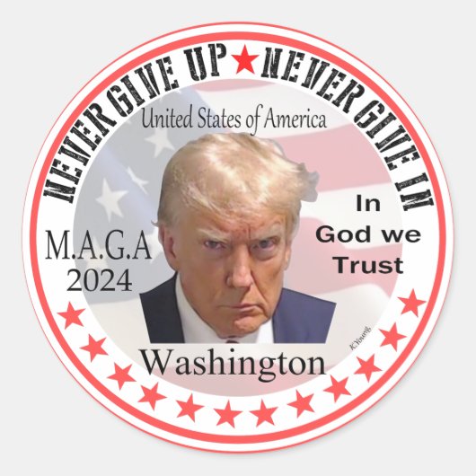 President Trump Rode golf door Amerika, Making Ronde Sticker (Voorkant)