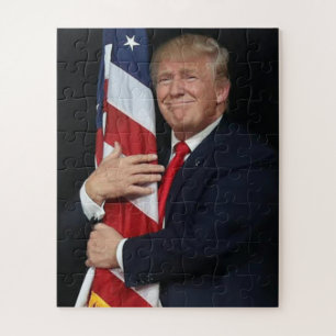 President Trump sleept de Amerikaanse vlag - Legpuzzel