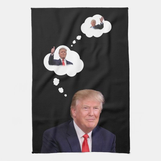 President Trump Thinking in Cloud fUNNY Theedoek (Verticaal)