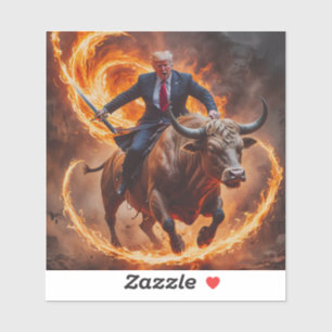 President Trump Triomf Op Een Stier Sticker