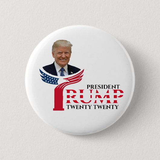 PRESIDENT TRUMP TWENTY TWENTY RONDE BUTTON 5,7 CM (Voorkant)