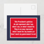 President Trump vertegenwoordigt mij niet Briefkaart (Voorkant / Achterkant)