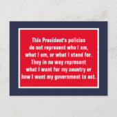 President Trump vertegenwoordigt mij niet Briefkaart (Voorkant)