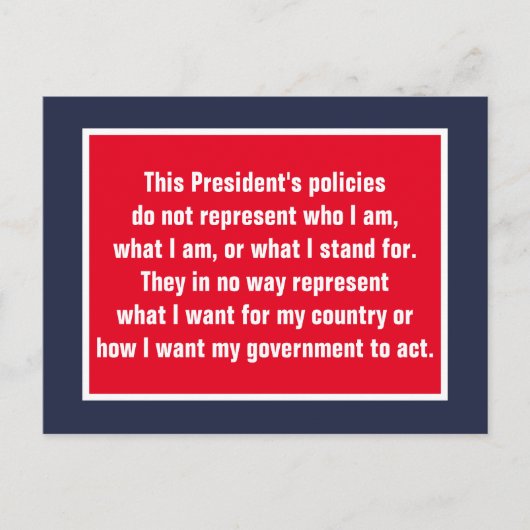 President Trump vertegenwoordigt mij niet Briefkaart (Voorkant)