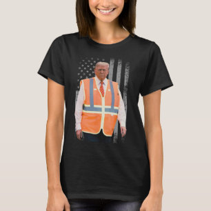 President Trump Vuilniswagen Werker Vest Usa Vlag T-shirt