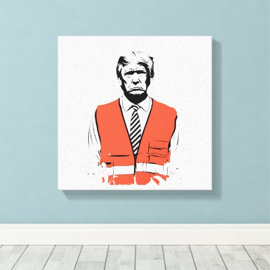 President Trump vuilniswagen werknemer MAGA Canvas Afdruk (Insitu (Houten vloer))