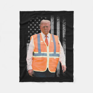 President Trump Vuilniswagen Werknemer Vest Vlag V Fleece Deken