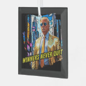 President Trump - Winnaars stoppen nooit Glas Ornament (Voorkant links)