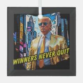 President Trump - Winnaars stoppen nooit Glas Ornament (Voorkant)