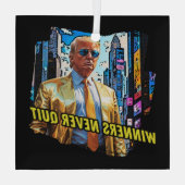 President Trump - Winnaars stoppen nooit Glas Ornament (Achterkant)