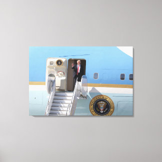 President Trump zet luchtmacht één uit Canvas Afdruk