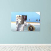 President Trump zet luchtmacht één uit Canvas Afdruk (Insitu (Houten vloer))