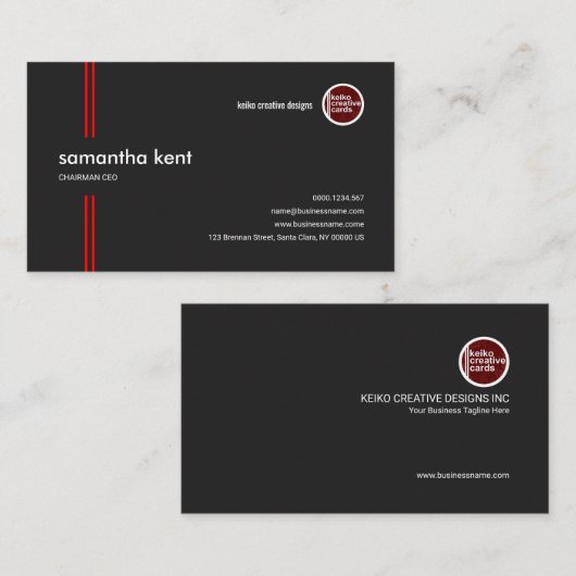 President van Simple Grey Piercing Red Liners Visitekaartje (Voorkant / Achterkant)