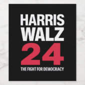 President Verkiezing Kamala Harris & Tim Walz 2024 Wijn Etiket (Enkel label)