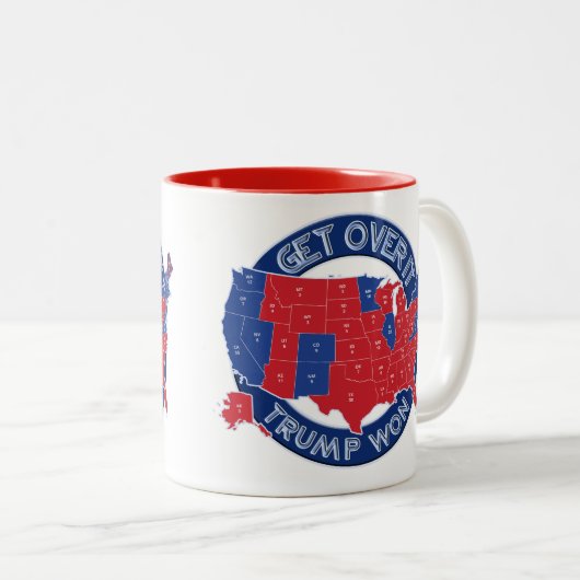 President Verkozen Trump Won Red White Blue Coffe  Tweekleurige Koffiemok (Voorkant rechts)