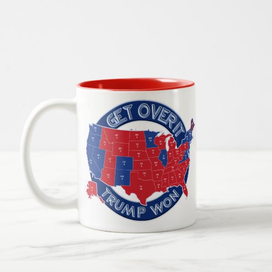 President Verkozen Trump Won Red White Blue Coffe  Tweekleurige Koffiemok (Links)