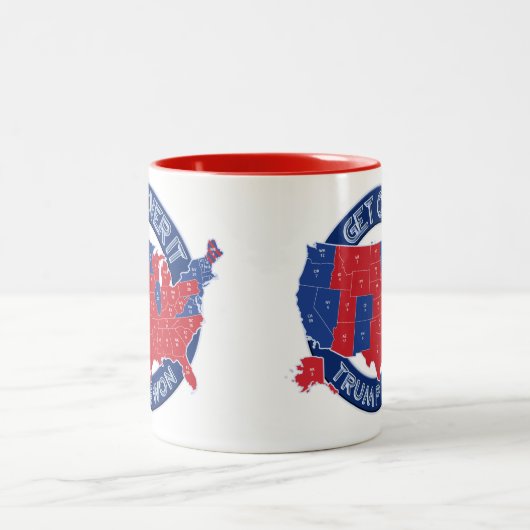 President Verkozen Trump Won Red White Blue Coffe  Tweekleurige Koffiemok (Center)