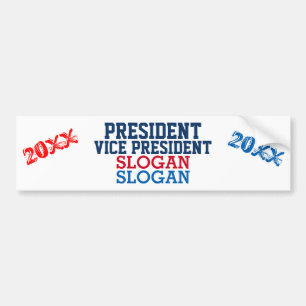 President Vice-President Rood Blauw Jaar Bumpersticker