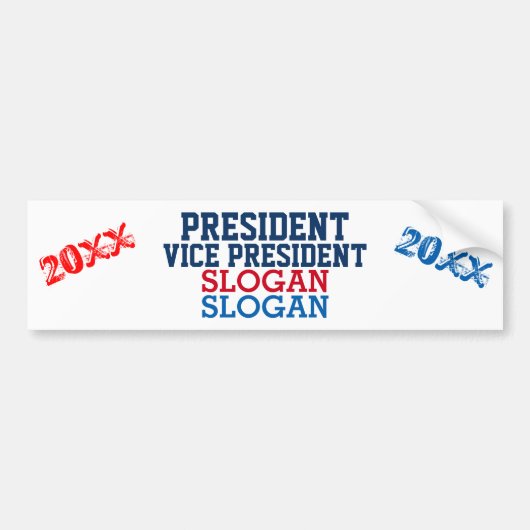 President Vice-President Rood Blauw Jaar Bumpersticker (Voorkant)