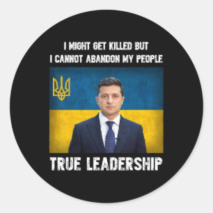 President Volodymyr Zelensky Oekraïne Oekraïense V Ronde Sticker