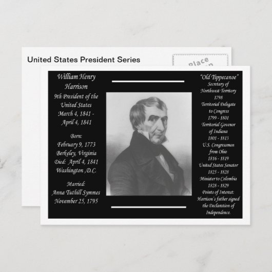 President Willam Henry Harrison Briefkaart (Voorkant / Achterkant)