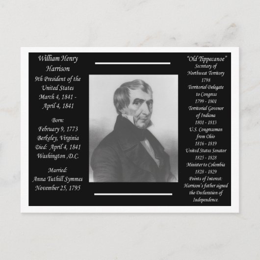President Willam Henry Harrison Briefkaart (Voorkant)