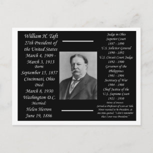 President William H Taft Briefkaart
