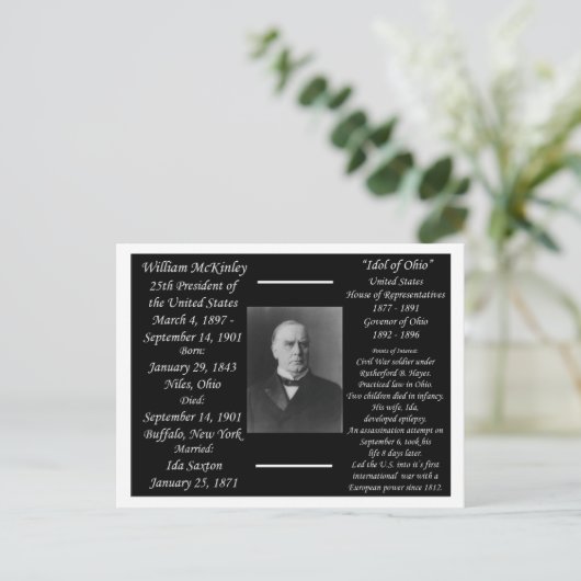 President William McKinley Briefkaart (Staand voorkant)