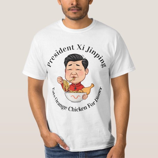 President Xi Jinping eet Oranje kip T-shirt (Voorkant)