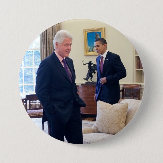Presidenten Barack Obama & Bill Clinton Ronde Button 7,6 Cm (Voorkant)