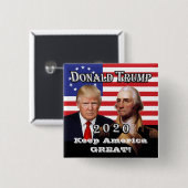 Presidenten Trump & Washington - Hou Amerika gewel Vierkante Button 5,1 Cm (Voorkant /achterkant)