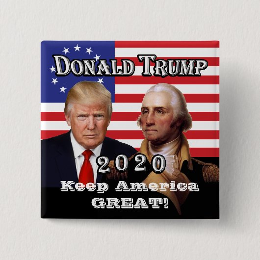 Presidenten Trump & Washington - Hou Amerika gewel Vierkante Button 5,1 Cm (Voorkant)