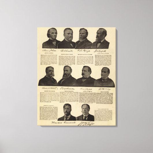 Presidenten US, autografieën, biografieën Canvas Afdruk (Voorkant)