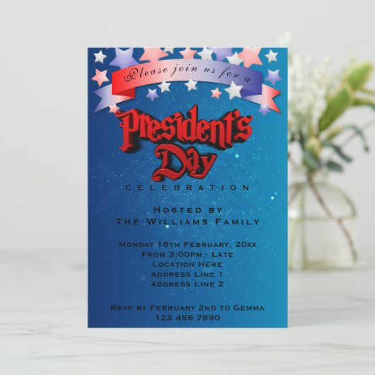 Presidentendag Feest Kaart (Staand voorkant)