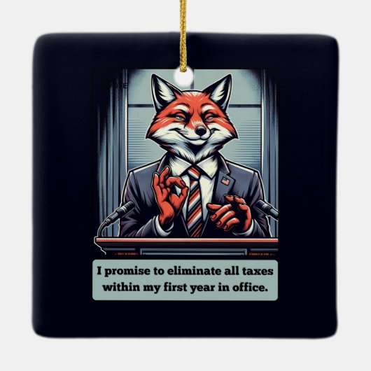 Presidential Fox - Grappig politiek satire dier Keramisch Ornament (Achterkant)