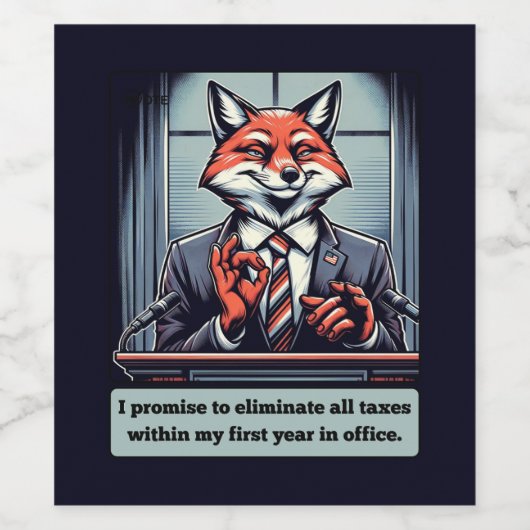 Presidential Fox - Grappig politiek satire dier Wijn Etiket (Enkel label)