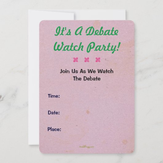 Presidentieel debat Pink Green Watch-partij nodigt Save The Date (Achterkant)