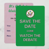 Presidentieel debat Pink Green Watch-partij nodigt Save The Date (Voorkant / Achterkant)